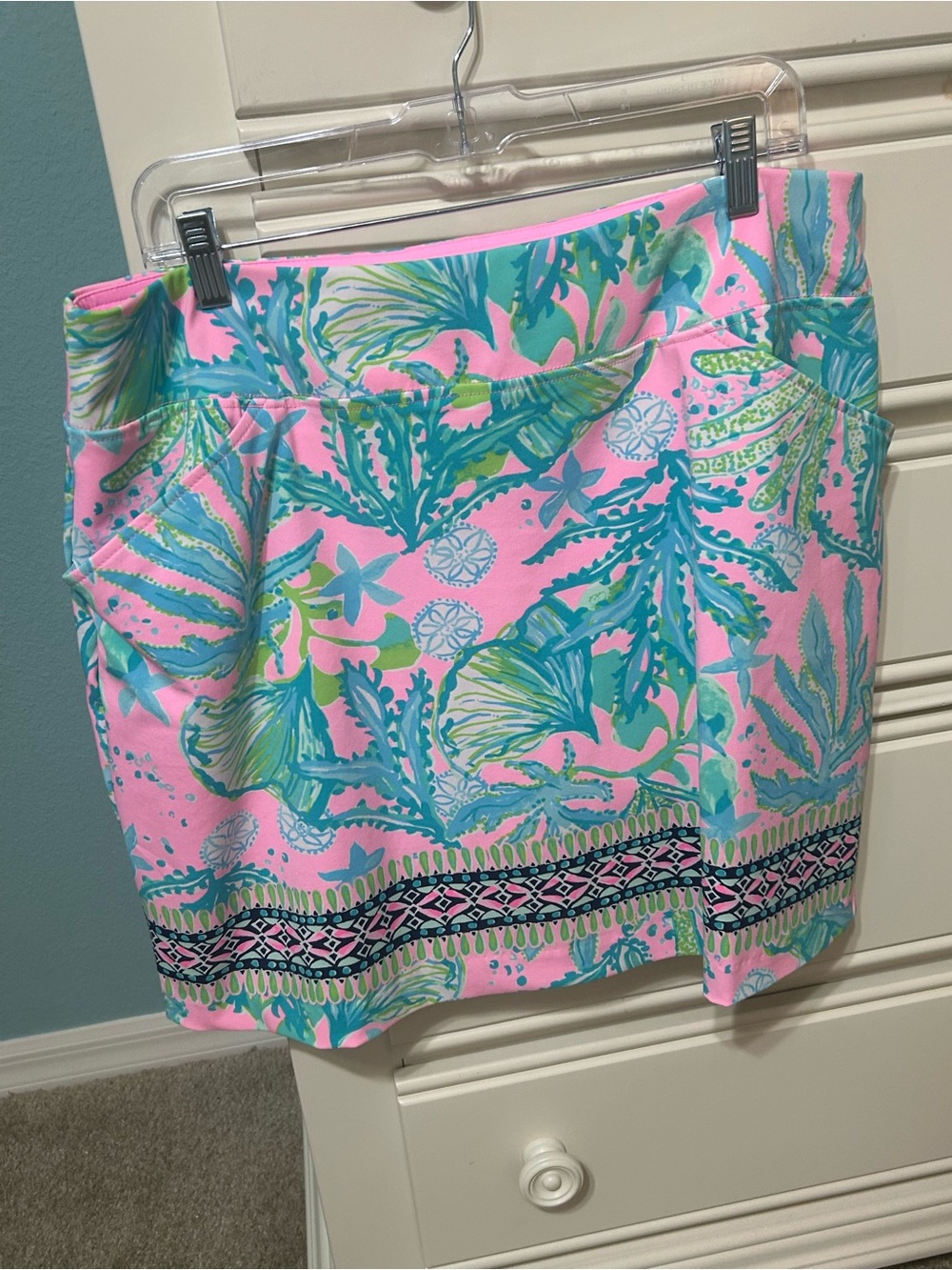 Lilly Pulitzer Pink Green Blue Tropical Print MONICA Skort 16
